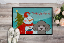 Load image into Gallery viewer, Snowman with Silver Gray Poodle Doormat - 24x36 Decorative Floor Mat – Indoor/Outdoor Rug with Artistic Flair BB1879JMAT