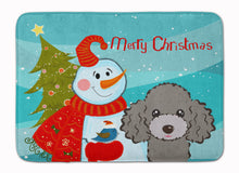 Load image into Gallery viewer, Snowman with Silver Gray Poodle Machine Washable Memory Foam Mat BB1879RUG