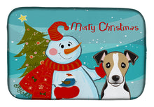 Load image into Gallery viewer, Snowman with Jack Russell Terrier Dish Drying Mat – Absorbent, Artistic Kitchen Essentials BB1881DDM