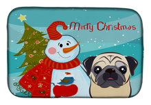 Load image into Gallery viewer, Snowman with Fawn Pug Dish Drying Mat – Absorbent, Artistic Kitchen Essentials BB1882DDM
