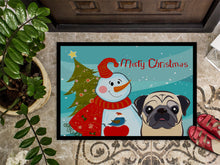 Load image into Gallery viewer, Snowman with Fawn Pug Doormat - 24x36 Decorative Floor Mat – Indoor/Outdoor Rug with Artistic Flair BB1882JMAT