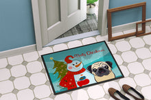 Load image into Gallery viewer, Snowman with Fawn Pug Doormat - 24x36 Decorative Floor Mat – Indoor/Outdoor Rug with Artistic Flair BB1882JMAT
