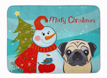 Load image into Gallery viewer, Snowman with Fawn Pug Machine Washable Memory Foam Mat BB1882RUG