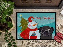 Load image into Gallery viewer, Snowman with Black Pug Doormat - 24x36 Decorative Floor Mat – Indoor/Outdoor Rug with Artistic Flair BB1883JMAT