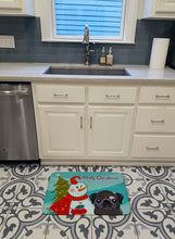 Load image into Gallery viewer, Snowman with Black Pug Machine Washable Memory Foam Mat BB1883RUG