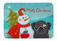 Load image into Gallery viewer, Snowman with Black Pug Machine Washable Memory Foam Mat BB1883RUG