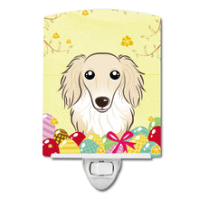 Load image into Gallery viewer, Longhair Creme Dachshund Easter Egg Hunt Ceramic Night Light BB1894CNL