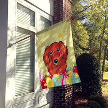 Load image into Gallery viewer, Longhair Red Dachshund Easter Egg Hunt Flag Canvas House Size BB1896CHF