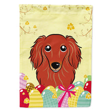 Load image into Gallery viewer, Longhair Red Dachshund Easter Egg Hunt Flag Canvas House Size BB1896CHF