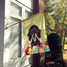 Load image into Gallery viewer, Smooth Black and Tan Dachshund Easter Egg Hunt Flag Canvas House Size BB1897CHF