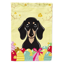 Load image into Gallery viewer, Smooth Black and Tan Dachshund Easter Egg Hunt Flag Canvas House Size BB1897CHF