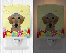 Load image into Gallery viewer, Wirehaired Dachshund Easter Egg Hunt Ceramic Night Light BB1915CNL