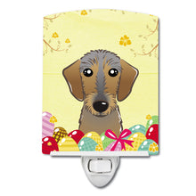 Load image into Gallery viewer, Wirehaired Dachshund Easter Egg Hunt Ceramic Night Light BB1915CNL