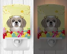 Load image into Gallery viewer, Gray Silver Shih Tzu Easter Egg Hunt Ceramic Night Light BB1932CNL