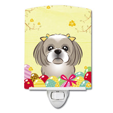 Load image into Gallery viewer, Gray Silver Shih Tzu Easter Egg Hunt Ceramic Night Light BB1932CNL