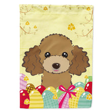 Load image into Gallery viewer, Chocolate Brown Poodle Easter Egg Hunt Flag Canvas House Size BB1938CHF