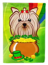 Load image into Gallery viewer, Yorkie Yorkshire Terrier St. Patrick's Day Garden Flag – Decorative Outdoor Yard Flag BB1948GF