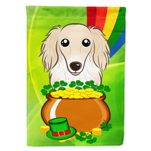 Load image into Gallery viewer, Longhair Creme Dachshund St. Patrick's Day Flag Canvas House Size BB1956CHF