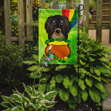Load image into Gallery viewer, Longhair Black and Tan Dachshund St. Patrick's Day Garden Flag – Decorative Outdoor Yard Flag BB1957GF