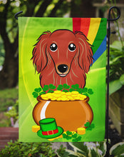Load image into Gallery viewer, Longhair Red Dachshund St. Patrick's Day Garden Flag – Decorative Outdoor Yard Flag BB1958GF