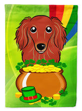 Load image into Gallery viewer, Longhair Red Dachshund St. Patrick's Day Garden Flag – Decorative Outdoor Yard Flag BB1958GF