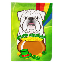 Load image into Gallery viewer, White English Bulldog  St. Patrick's Day Flag Canvas House Size BB1964CHF