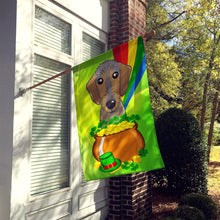 Load image into Gallery viewer, Wirehaired Dachshund St. Patrick's Day Flag Canvas House Size BB1977CHF