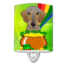Load image into Gallery viewer, Wirehaired Dachshund St. Patrick's Day Ceramic Night Light BB1977CNL