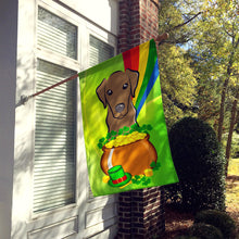 Load image into Gallery viewer, Chocolate Labrador St. Patrick's Day Flag Canvas House Size BB1978CHF