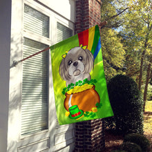 Load image into Gallery viewer, Gray Silver Shih Tzu St. Patrick's Day Flag Canvas House Size BB1994CHF