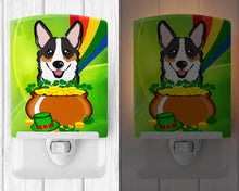 Load image into Gallery viewer, Tricolor Corgi St. Patrick's Day Ceramic Night Light BB1999CNL