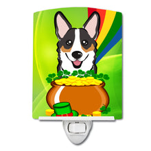 Load image into Gallery viewer, Tricolor Corgi St. Patrick's Day Ceramic Night Light BB1999CNL