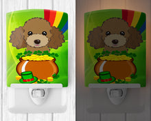 Load image into Gallery viewer, Chocolate Brown Poodle St. Patrick's Day Ceramic Night Light BB2000CNL