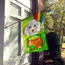 Load image into Gallery viewer, White Poodle St. Patrick's Day Flag Canvas House Size BB2001CHF