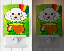 Load image into Gallery viewer, White Poodle St. Patrick's Day Ceramic Night Light BB2001CNL