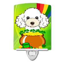 Load image into Gallery viewer, White Poodle St. Patrick's Day Ceramic Night Light BB2001CNL