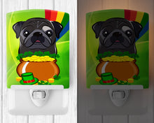 Load image into Gallery viewer, Black Pug St. Patrick's Day Ceramic Night Light BB2007CNL