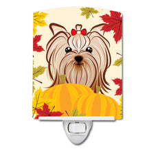 Load image into Gallery viewer, Yorkie Yorkishire Terrier Thanksgiving Ceramic Night Light BB2010CNL