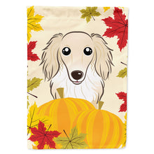 Load image into Gallery viewer, Longhair Creme Dachshund Thanksgiving Flag Canvas House Size BB2018CHF