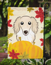 Load image into Gallery viewer, Longhair Creme Dachshund Thanksgiving Garden Flag – Decorative Outdoor Yard Flag BB2018GF