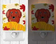 Load image into Gallery viewer, Longhair Red Dachshund Thanksgiving Ceramic Night Light BB2020CNL