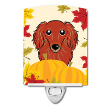 Load image into Gallery viewer, Longhair Red Dachshund Thanksgiving Ceramic Night Light BB2020CNL