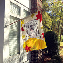 Load image into Gallery viewer, White English Bulldog  Thanksgiving Flag Canvas House Size BB2026CHF