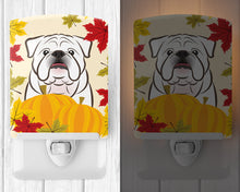 Load image into Gallery viewer, White English Bulldog  Thanksgiving Ceramic Night Light BB2026CNL