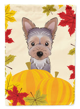 Load image into Gallery viewer, Yorkie Puppy Thanksgiving Garden Flag – Decorative Outdoor Yard Flag BB2038GF