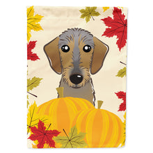 Load image into Gallery viewer, Wirehaired Dachshund Thanksgiving Flag Canvas House Size BB2039CHF