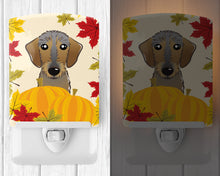 Load image into Gallery viewer, Wirehaired Dachshund Thanksgiving Ceramic Night Light BB2039CNL