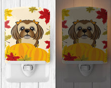 Load image into Gallery viewer, Chocolate Brown Shih Tzu Thanksgiving Ceramic Night Light BB2055CNL