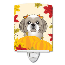 Load image into Gallery viewer, Gray Silver Shih Tzu Thanksgiving Ceramic Night Light BB2056CNL