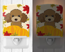 Load image into Gallery viewer, Chocolate Brown Poodle Thanksgiving Ceramic Night Light BB2062CNL